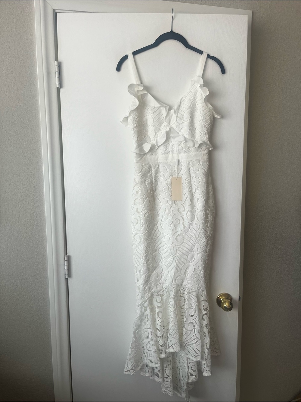 White Lace Ruffle Dress